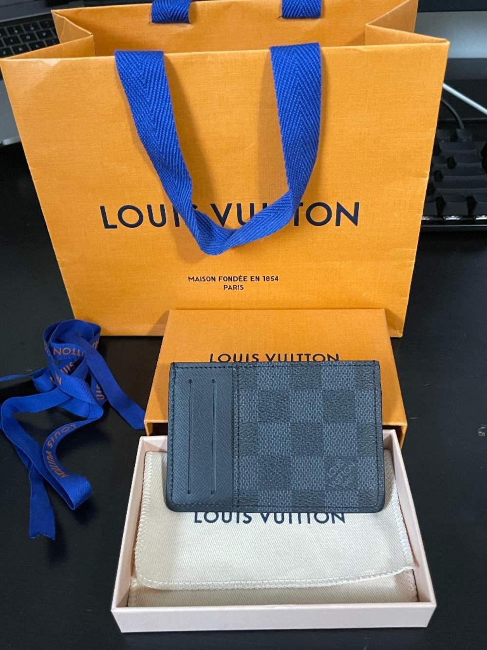 Louis Vuitton Damier Graphite Card Holder - Authentic LV Canvas Wallet